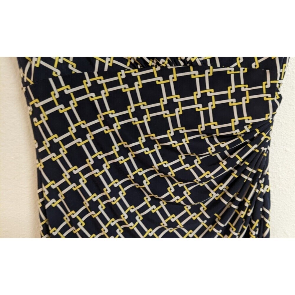 Women's LAUREN Ralph Lauren Surplice Faux Wrap Geometric Sleeveless Dress Size 4 - Picture 5 of 13